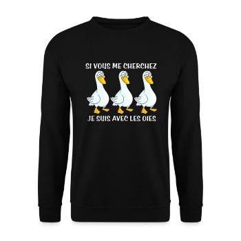 Cadeau agriculteur éleveur de oies - Sweat-shirt Unisexe - noir - Devant - Alina (178cm) & Michal (187cm)