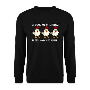 Cadeau agriculteur éleveur de poules - Sweat-shirt Unisexe - noir - Devant - Alina (178cm) & Michal (187cm)