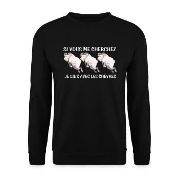 Cadeau agriculteur éleveur de chèvres - Sweat-shirt Unisexe - noir - Devant - Alina (178cm) & Michal (187cm)