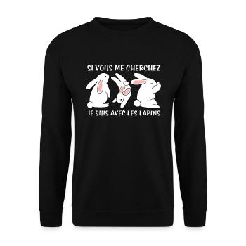 Cadeau agriculteur éleveur de lapins - Sweat-shirt Unisexe - noir - Devant - Alina (178cm) & Michal (187cm)