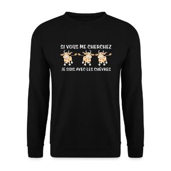 Cadeau agriculteur éleveur de chèvres - Sweat-shirt Unisexe - noir - Devant - Alina (178cm) & Michal (187cm)