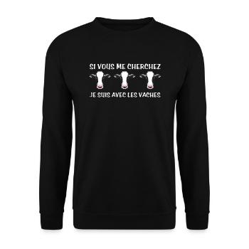 Cadeau agriculteur éleveur de vaches - Sweat-shirt Unisexe - noir - Devant - Alina (178cm) & Michal (187cm)