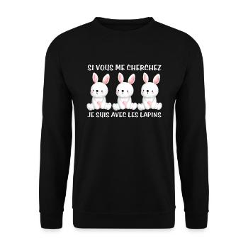 Cadeau agriculteur éleveur de lapins - Sweat-shirt Unisexe - noir - Devant - Alina (178cm) & Michal (187cm)