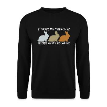 Cadeau agriculteur éleveur de lapins - Sweat-shirt Unisexe - noir - Devant - Alina (178cm) & Michal (187cm)