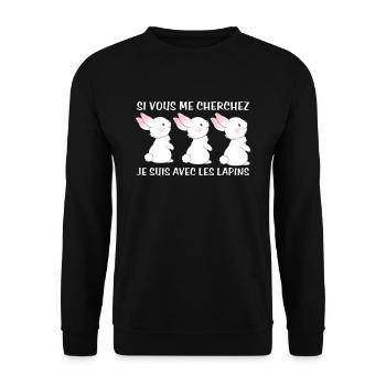 Cadeau agriculteur éleveur de lapins - Sweat-shirt Unisexe - noir - Devant - Alina (178cm) & Michal (187cm)