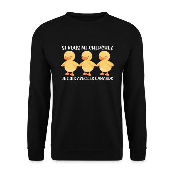 Cadeau agriculteur éleveur de canards - Sweat-shirt Unisexe - noir - Devant - Alina (178cm) & Michal (187cm)