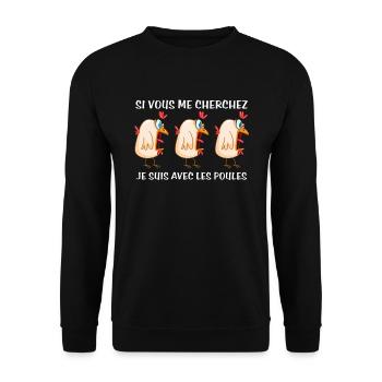 Cadeau agriculteur éleveur de poules - Sweat-shirt Unisexe - noir - Devant - Alina (178cm) & Michal (187cm)