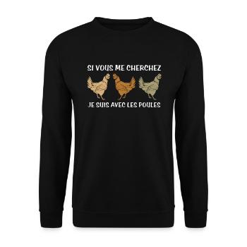 Cadeau agriculteur éleveur de poules - Sweat-shirt Unisexe - noir - Devant - Alina (178cm) & Michal (187cm)