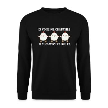 Cadeau agriculteur éleveur de poules - Sweat-shirt Unisexe - noir - Devant - Alina (178cm) & Michal (187cm)