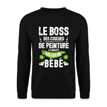 Annonce Grossesse Papa Peintre Bâtiment Humour - Sweat-shirt Unisexe - noir - Devant - Alina (178cm) & Michal (187cm)