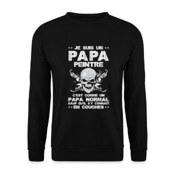 Annonce Grossesse Papa Peintre Bâtiment Humour - Sweat-shirt Unisexe - noir - Devant - Alina (178cm) & Michal (187cm)