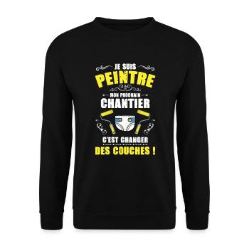 Annonce Grossesse Papa Peintre Bâtiment Humour - Sweat-shirt Unisexe - noir - Devant - Alina (178cm) & Michal (187cm)