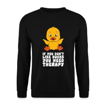 Lustige Ente Süße Enten - Unisex Pullover - Schwarz - Vorne - Alina (178cm) & Michal (187cm)