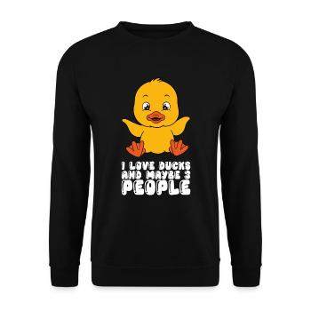 Lustige Ente Süße Enten - Unisex Pullover - Schwarz - Vorne - Alina (178cm) & Michal (187cm)