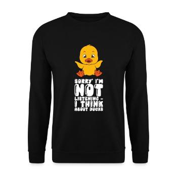 Lustige Ente Süße Enten - Unisex Pullover - Schwarz - Vorne - Alina (178cm) & Michal (187cm)
