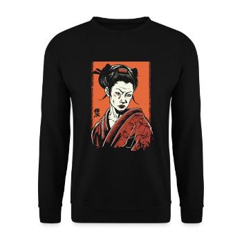 Unfreundliche Japanische Geisha - Unisex Pullover - Schwarz - Vorne - Alina (178cm) & Michal (187cm)