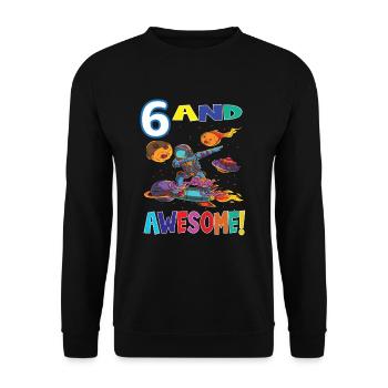 6 And Awesome Birthday Astronaut - Unisex Sweatshirt - black - Front - Alina (178cm) & Michal (187cm)