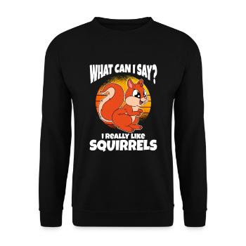 What Can I Say I Really Like Squirrels - Unisex Sweatshirt - black - Front - Alina (178cm) & Michal (187cm)