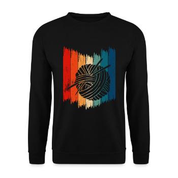 Retro Crochet Vintage Crochet - Unisex Sweatshirt - black - Front - Alina (178cm) & Michal (187cm)