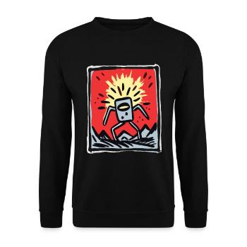 Japanese red sun and a cartoon robot - Unisex Sweatshirt - black - Front - Alina (178cm) & Michal (187cm)