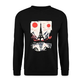 Japan Red Sun and Paris - Unisex Sweatshirt - black - Front - Alina (178cm) & Michal (187cm)