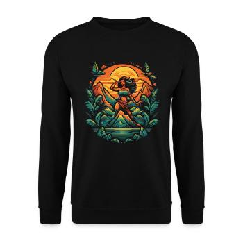 Tiki Island Hula Girl - Unisex Sweatshirt - black - Front - Alina (178cm) & Michal (187cm)