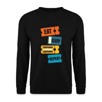 Lustiges Extrem Couponing Coupon Geschenk - Unisex Pullover - Schwarz - Vorne - Alina (178cm) & Michal (187cm)