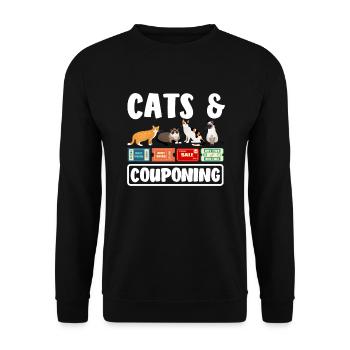 Lustiges Extrem Couponing Coupon Geschenk - Unisex Pullover - Schwarz - Vorne - Alina (178cm) & Michal (187cm)