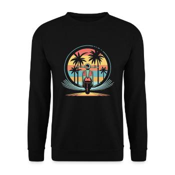 Scooter Motorroller Mofa Moped Roller - Unisex Sweatshirt - black - Front - Alina (178cm) & Michal (187cm)