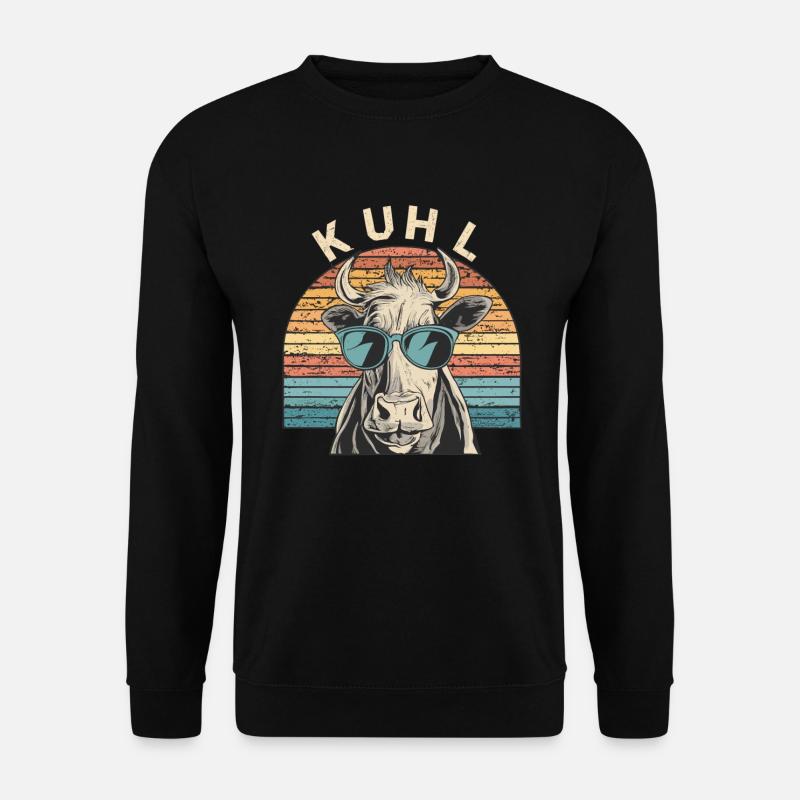Lustiges Kuh Kühe Sonnenbrille Vintage Bauer - Unisex Pullover - Schwarz