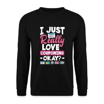 Funny Extreme Couponing Coupon Gift - Unisex Sweatshirt - black - Front - Alina (178cm) & Michal (187cm)