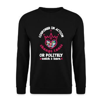 Funny Extreme Couponing Coupon Gift - Unisex Sweatshirt - black - Front - Alina (178cm) & Michal (187cm)