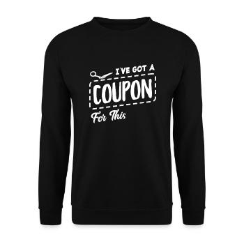 Funny Extreme Couponing Coupon Gift - Unisex Sweatshirt - black - Front - Alina (178cm) & Michal (187cm)