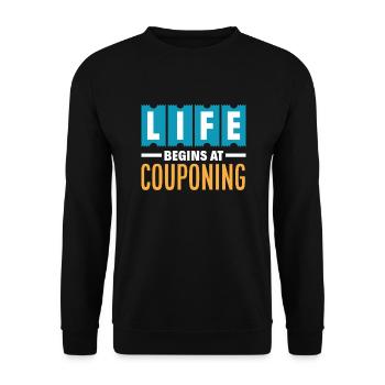 Lustiges Extrem Couponing Coupon Geschenk - Unisex Pullover - Schwarz - Vorne - Alina (178cm) & Michal (187cm)