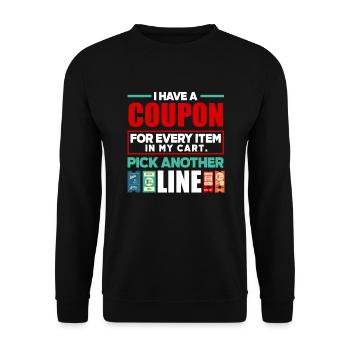 Funny Extreme Couponing Coupon Gift - Unisex Sweatshirt - black - Front - Alina (178cm) & Michal (187cm)
