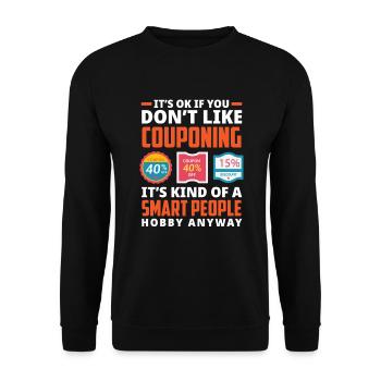 Lustiges Extrem Couponing Coupon Geschenk - Unisex Pullover - Schwarz - Vorne - Alina (178cm) & Michal (187cm)