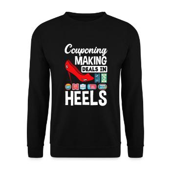 Lustiges Extrem Couponing Coupon Geschenk - Unisex Pullover - Schwarz - Vorne - Alina (178cm) & Michal (187cm)