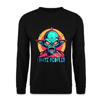 An angry green alien - Unisex Sweatshirt - black - Front - Alina (178cm) & Michal (187cm)
