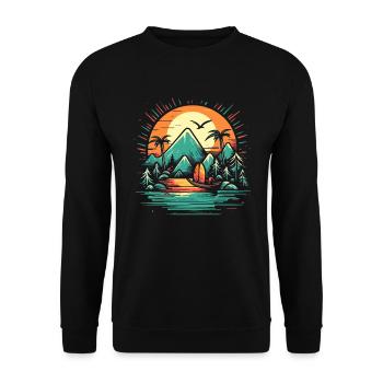 Nature is a beauty with mountains and lakes - Unisex Sweatshirt - black - Front - Alina (178cm) & Michal (187cm)
