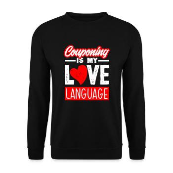 Lustiges Extrem Couponing Coupon Geschenk - Unisex Pullover - Schwarz - Vorne - Alina (178cm) & Michal (187cm)