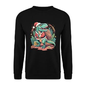 Dinosaur Trex Christmas - Unisex Sweatshirt - black - Front - Alina (178cm) & Michal (187cm)