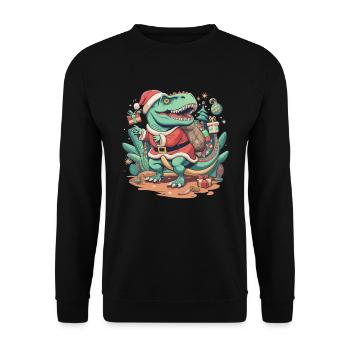 Dinosaur Trex Christmas - Unisex Sweatshirt - black - Front - Alina (178cm) & Michal (187cm)