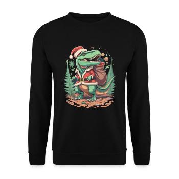 Dinosaur Trex Christmas - Unisex Sweatshirt - black - Front - Alina (178cm) & Michal (187cm)