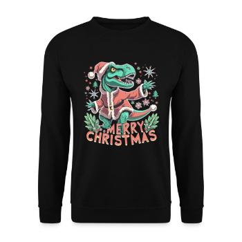 Dinosaur Trex Christmas - Unisex Sweatshirt - black - Front - Alina (178cm) & Michal (187cm)