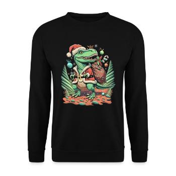 Dinosaur Trex Christmas - Unisex Sweatshirt - black - Front - Alina (178cm) & Michal (187cm)