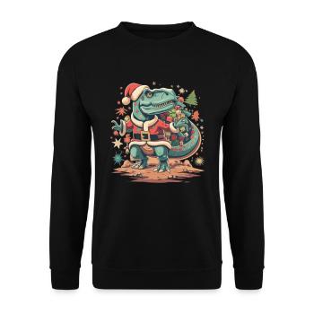 Dinosaur Trex Christmas - Unisex Sweatshirt - black - Front - Alina (178cm) & Michal (187cm)