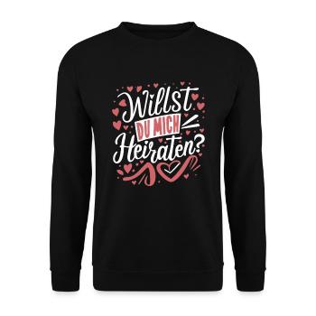 Willst du mich heiraten - Unisex Pullover - Schwarz - Vorne - Alina (178cm) & Michal (187cm)