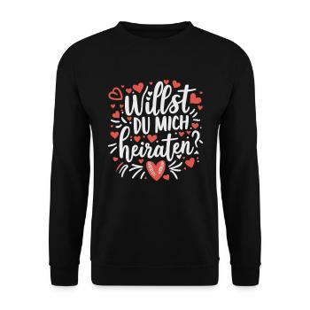 Willst du mich heiraten - Unisex Pullover - Schwarz - Vorne - Alina (178cm) & Michal (187cm)