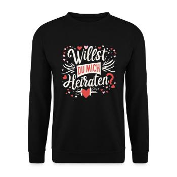 Willst du mich heiraten - Unisex Pullover - Schwarz - Vorne - Alina (178cm) & Michal (187cm)