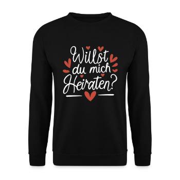 Willst du mich heiraten - Unisex Pullover - Schwarz - Vorne - Alina (178cm) & Michal (187cm)